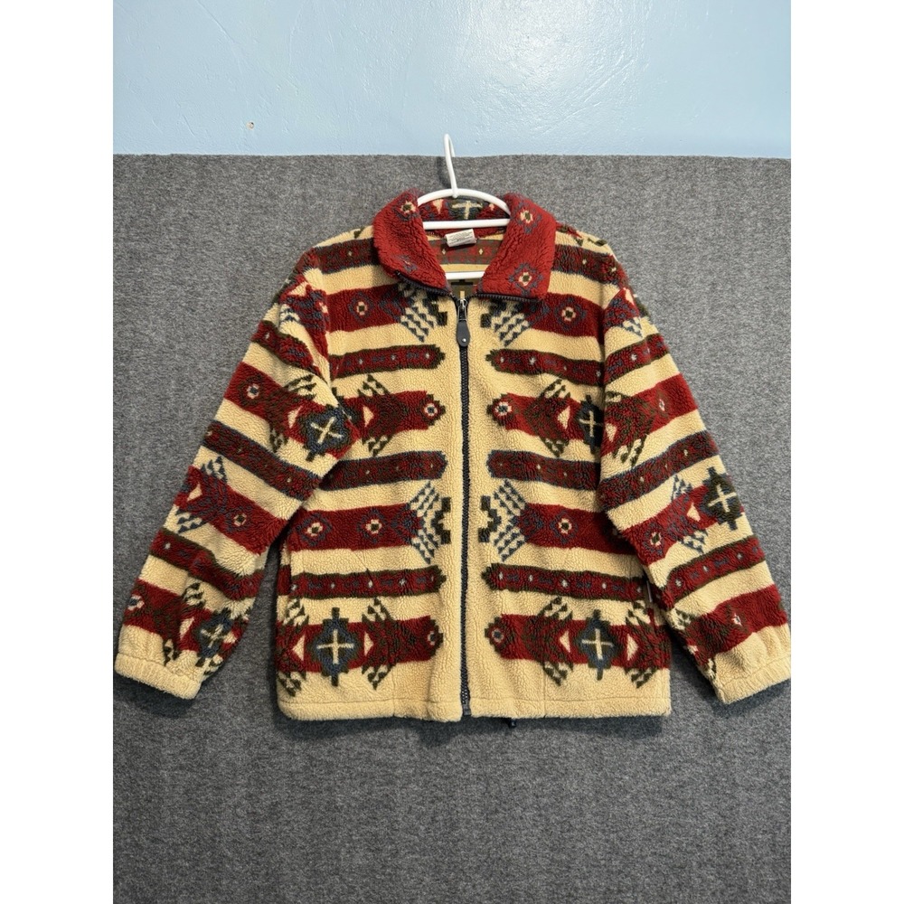 Vintage Milton Funwear Fleece Jacke Mens Small S Aztec Western Ranch Full Zip